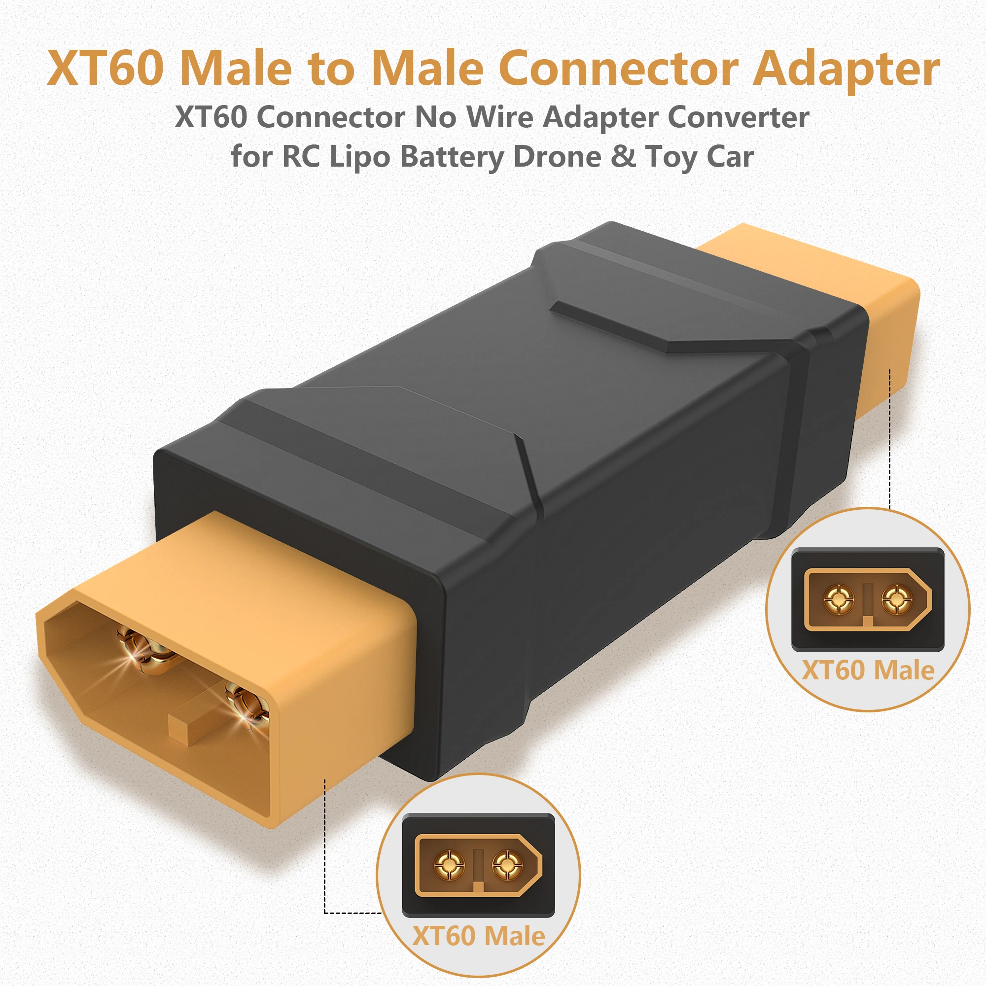 1/2/4 pçs adaptador xt60 macho para xt60 macho conector adaptador de conversão para rc lipo bateria drone & brinquedo carro peças controle diy