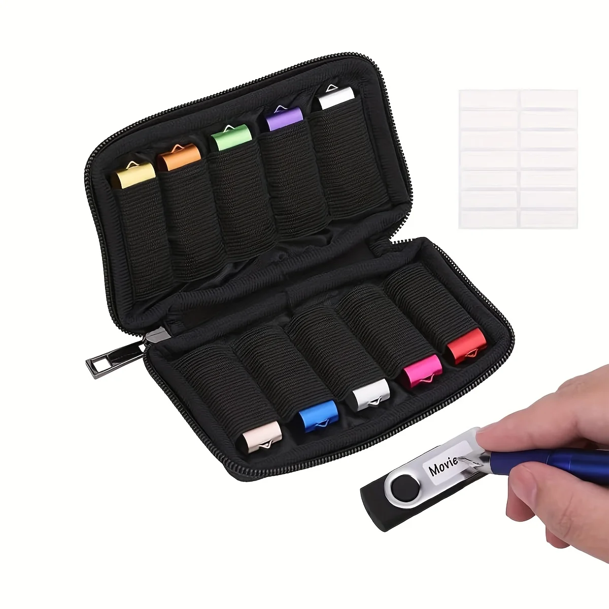 Estojo de armazenamento para unidade flash usb, bolsa de armazenamento, organizador de acessórios eletrônicos para caneta de unidade flash usb