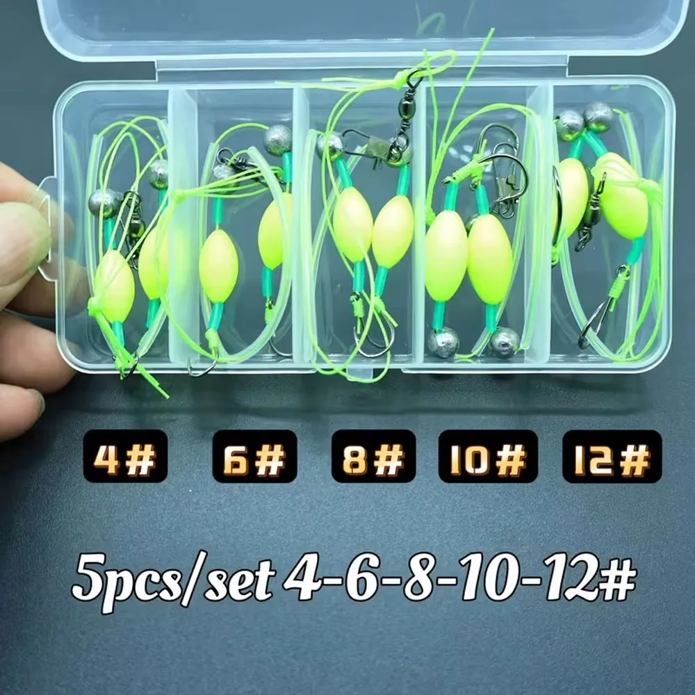 Kit de pesca com mosca de salmão 5 unidades 4 # 6 # 8 # 10 # 12 novos ganchos duplos de luz antirreflexo atualizados com ganchos Ise Ni adequados para grandes sur de água