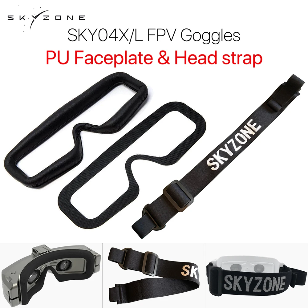 Skyzone SKY04X/L FPV Óculos Alça de cabeça Máscara de placa frontal Almofada PU com fita mágica para drone de corrida RC Quadcopter Peças de reposição