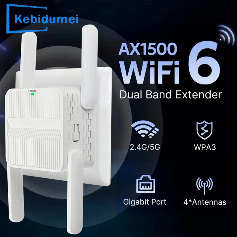 5ghz ax1500 wifi 6 repetidor extensor amplificador de sinal 2.4g/5ghz banda dupla 4*2dbi antenas amplificador rede de longo alcance fácil conjunto