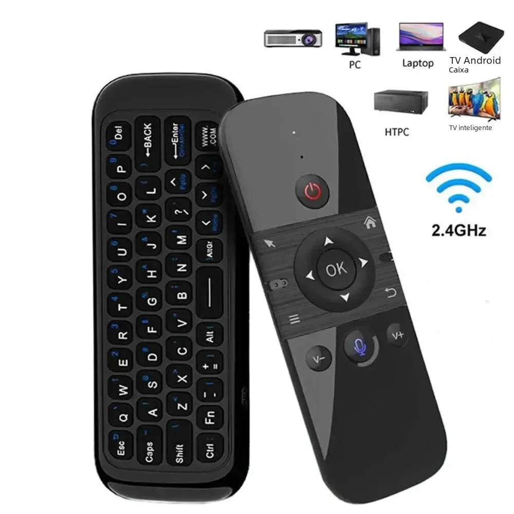 Mouse de voz de ar sem fio 2 em 1 2.4G Bluetooth Mini teclado recarregável Controle Remoto IR Aprendizagem para Smart TV Android TV Box