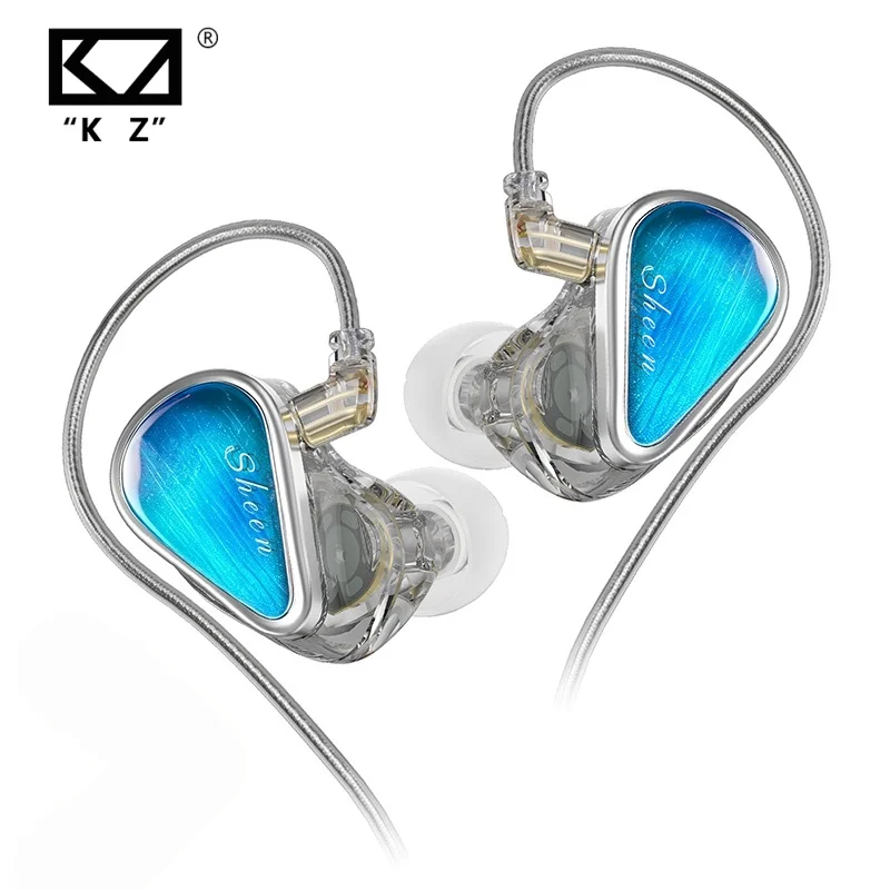 Fone de ouvido intra-auricular KZ Sheen para jogos, com dois drivers dinâmicos, graves HiFi, baixa latência para FPS, DSP, USB-C, entrada de 3,5 mm, fone de ouvido com fio e microfone HD.