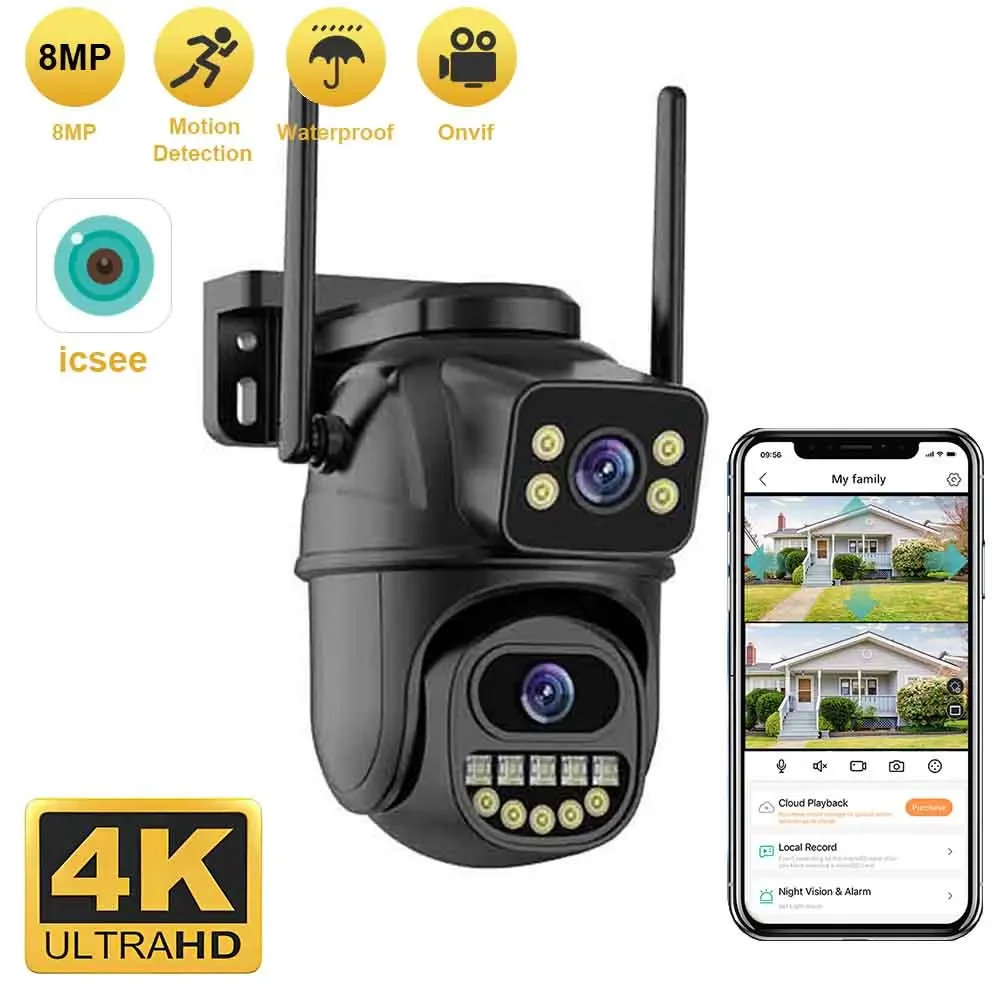 BELIA-Câmera de Vigilância IP PTZ de Segurança Externa, Lente Dupla, Zoom Digital 4X, Detecção Humana AI, ONVIF, 4K, 8MP, WiFi BELIA-Câmera de Vigilância IP PTZ de Segurança Externa, Lente Dupla, Zoom Digital 4X, Detecção Humana AI, ONVIF, 4K, 8MP, WiFi