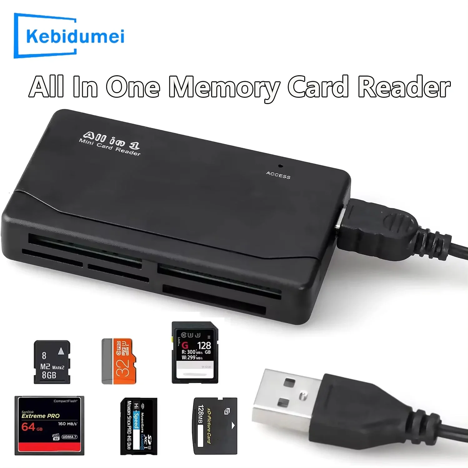 Leitor de cartão de memória externo para câmera digital MP3, 480Mbps, tudo em um, USB 2.0, SD, SDHC, Mini, Micro M2, MMC, XD, CF Leitor de cartão de memória externo para câmera digital MP3, 480Mbps, tudo em um, USB 2.0, SD, SDHC, Mini, Micro M2, MMC, XD, CF
