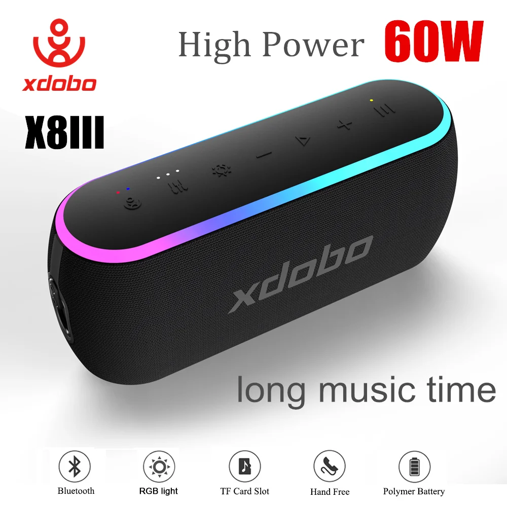 Xdobo x8 iii alto-falante bluetooth subwoofer sem fio 6600mah 60w poderoso banco de potência graves profundos festa ao ar livre caminhadas música diversão Xdobo x8 iii alto-falante bluetooth subwoofer sem fio 6600mah 60w poderoso banco de potência graves profundos festa ao ar livre caminhadas música diversão