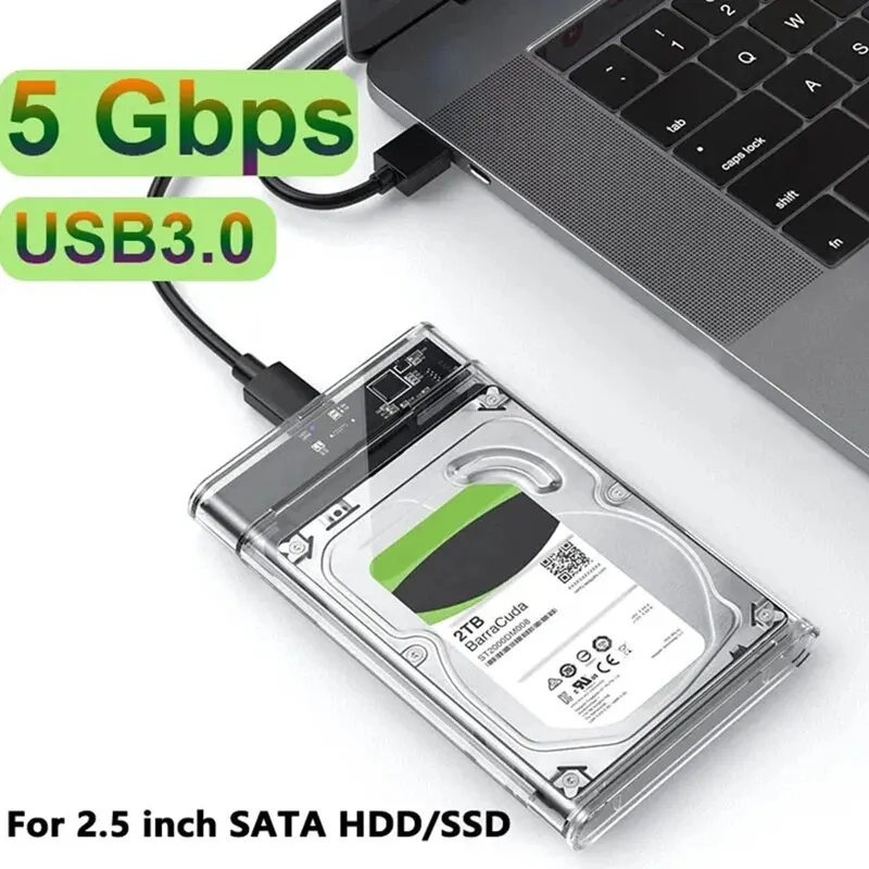 Usb3.0 caso hdd externo 5gbps 2.5 Polegada transparente caso de disco rígido gabinete sata hdd ssd caso de armazenamento para computador portátil
