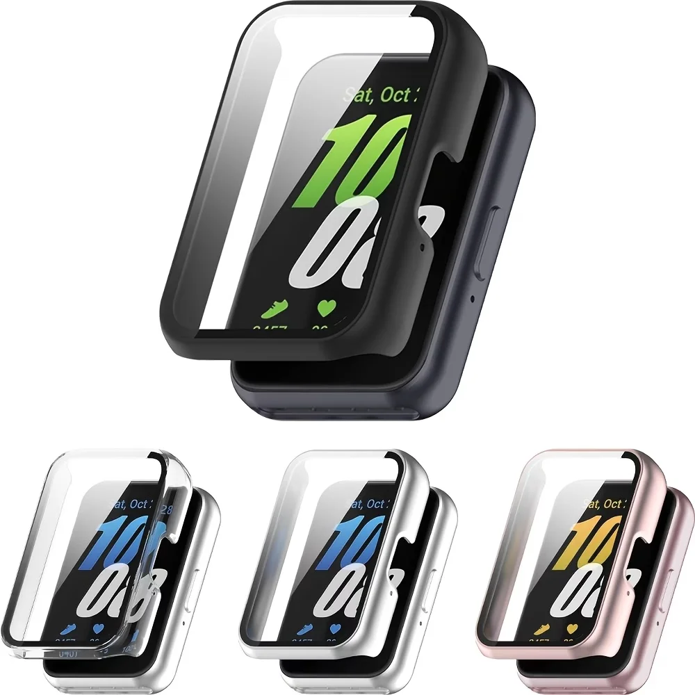Capa para Relógio Samsung Galaxy Fit 3 com Protetor de Tela de Vidro Temperado, Bumper Duro de PC + Vidro para Acessórios Galaxy Fit3