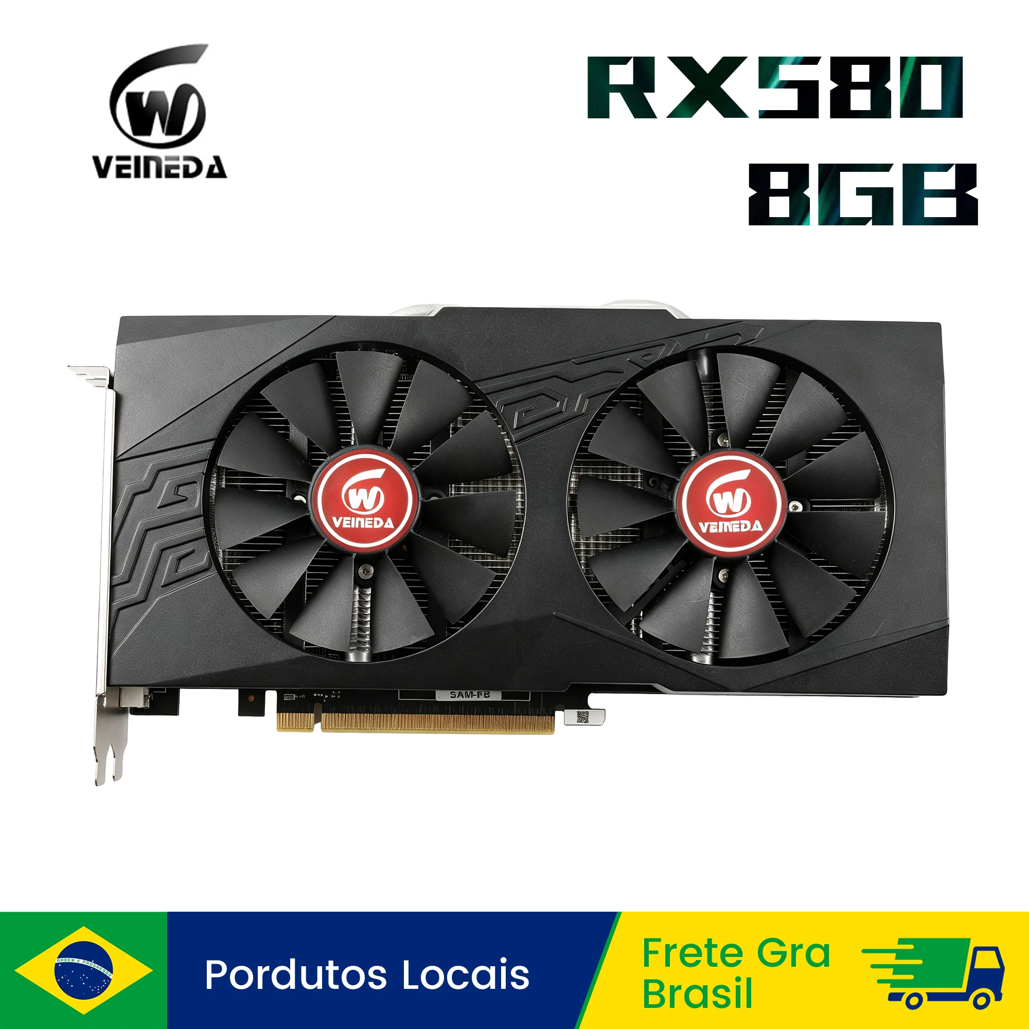 Placas gráficas Veineda RX580 8GB DDR5 GPU rx 580 8GB Placa de vídeo para jogos de PC Placa de vídeo para jogos de desktop para AMD Radeon