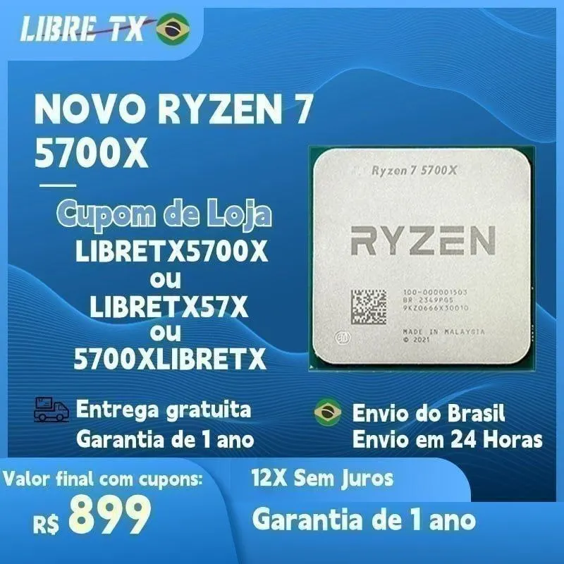 LIBRETX Ryzen R7 5700X / 9700x CPU Processor AM4/5 B650M Envio Grátis do Brasil LIBRETX Ryzen R7 5700X / 9700x CPU Processor AM4/5 B650M Envio Grátis do Brasil