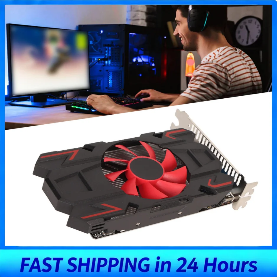 Placa gráfica de trabalho silencioso, fácil de instalar, suporte DVI VGA HD7670 4GB DDR5 128bit Plug and Play Placa gráfica de jogo para escritório