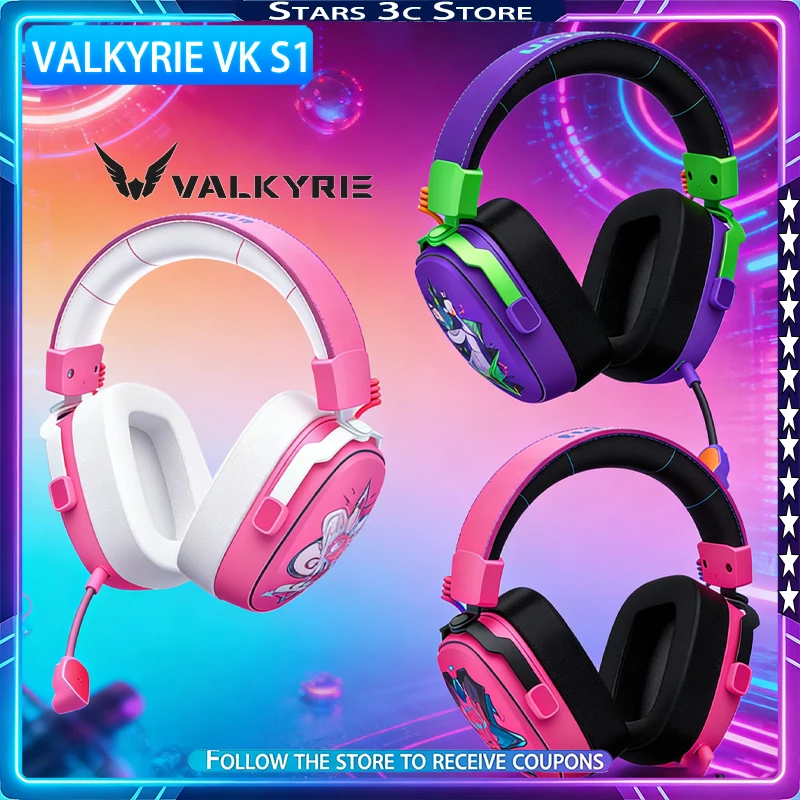 Fone de Ouvido Gamer VALKYRIE VK S1 Sem Fio com Microfone Destacável, Triplo Modo, Chip Esports de Latência Ultrabaixa de 15ms