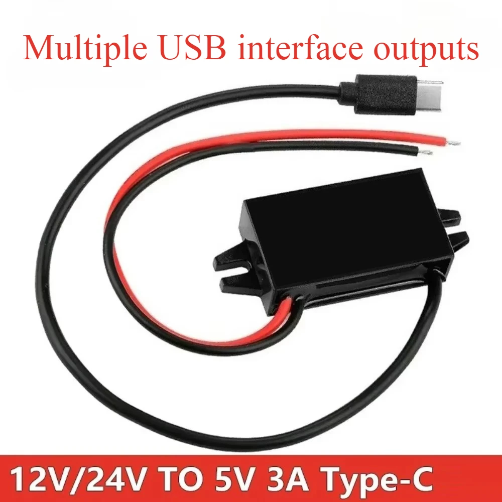 DC-DC 12v 24v a 5v 3a 15w step down tensão conversor de energia do carro fonte de alimentação tipo-c adaptador de saída usb com proteção reversa