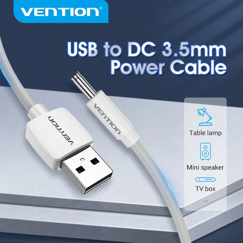 Vention USB para DC 3,5 mm Cabo de alimentação USB A para 3,5 Jack Conector 5V Adaptador de fonte de alimentação para ventiladores USB HUB DC 5,5 mm Cabo de carregamento