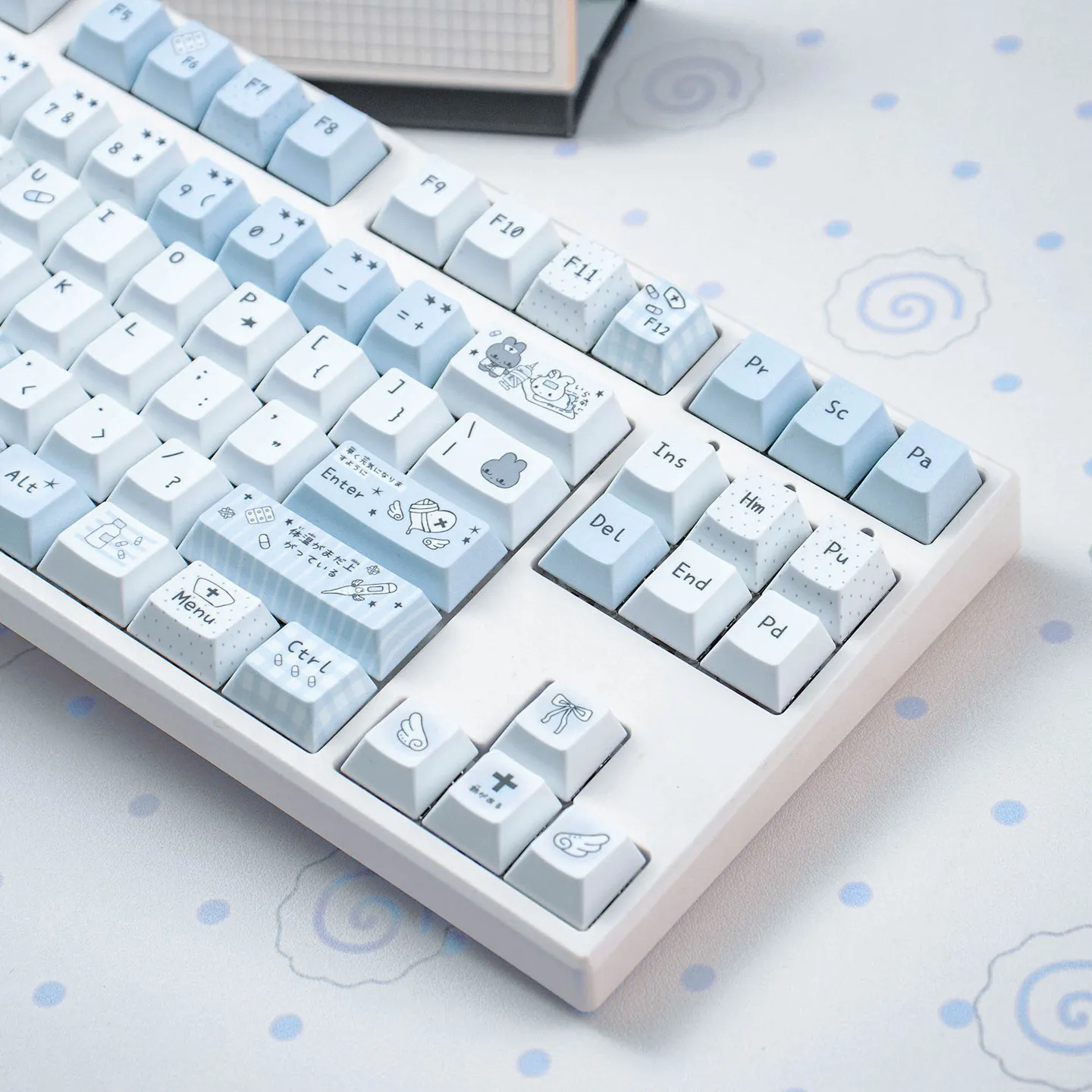 Teclas PBT de Perfil Cherry com Tema de Desenho Animado Fofo para Teclados Mecânicos Gamer com Switches Cherry MX 61/68/87/104/108