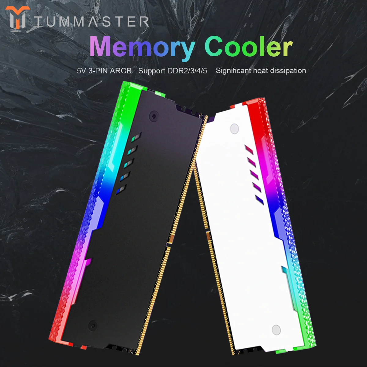 TUMMASTER PC ARGB RAM Memória Dissipador de calor Cooler com almofada térmica condutora para memória de computador desktop DDR2/DDR3/DDR4/DDR5