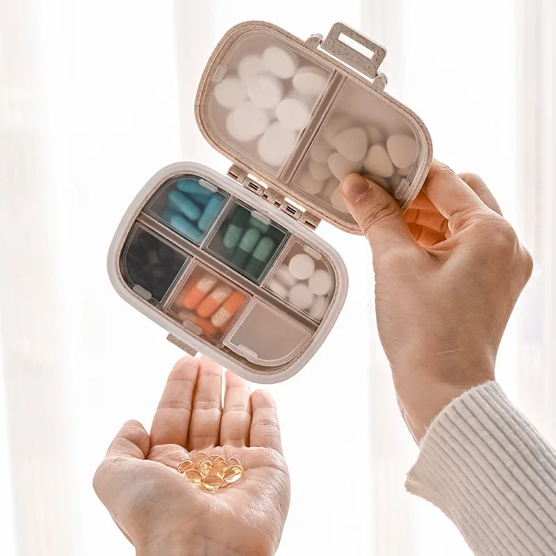 Organizador de Comprimidos Semanal Compacto, Caixa de Medicamentos Portátil Minimalista para Viagem, Estojo de Armazenamento Diário para Comprimidos e Vitaminas