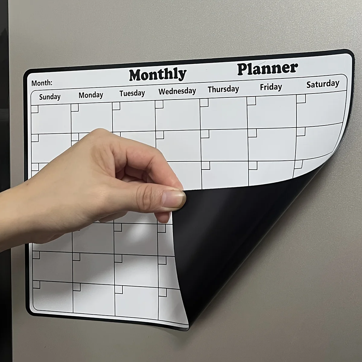Calendário magnético elegante de apagamento a seco – Planejador mensal versátil para geladeira – Organização e decoração fáceis de cozinha