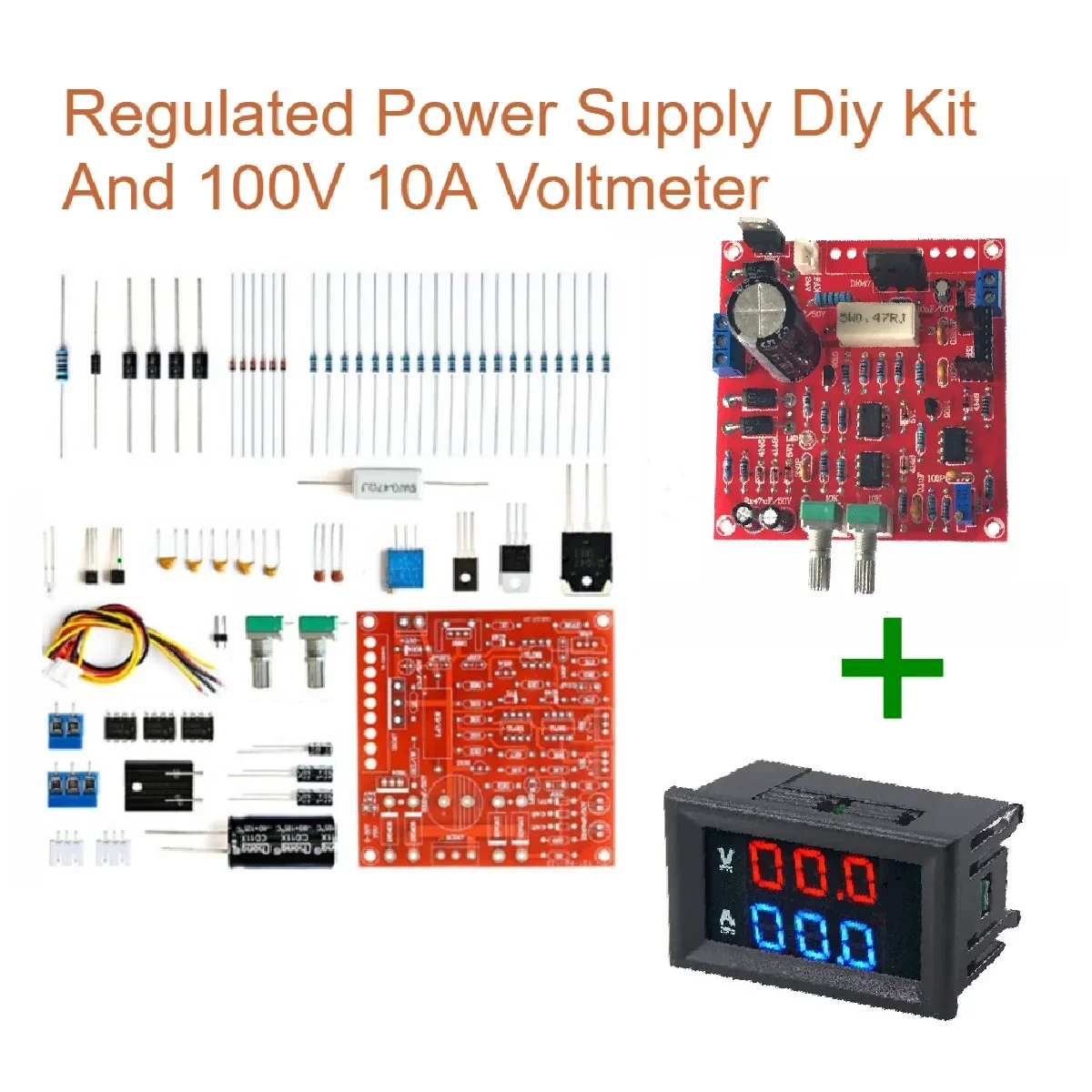 Fonte de alimentação regulada dc 0-30v 2ma-3a, kit diy para proteção de limite de corrente ajustável em curto-circuito de laboratório com voltímetro de 100v