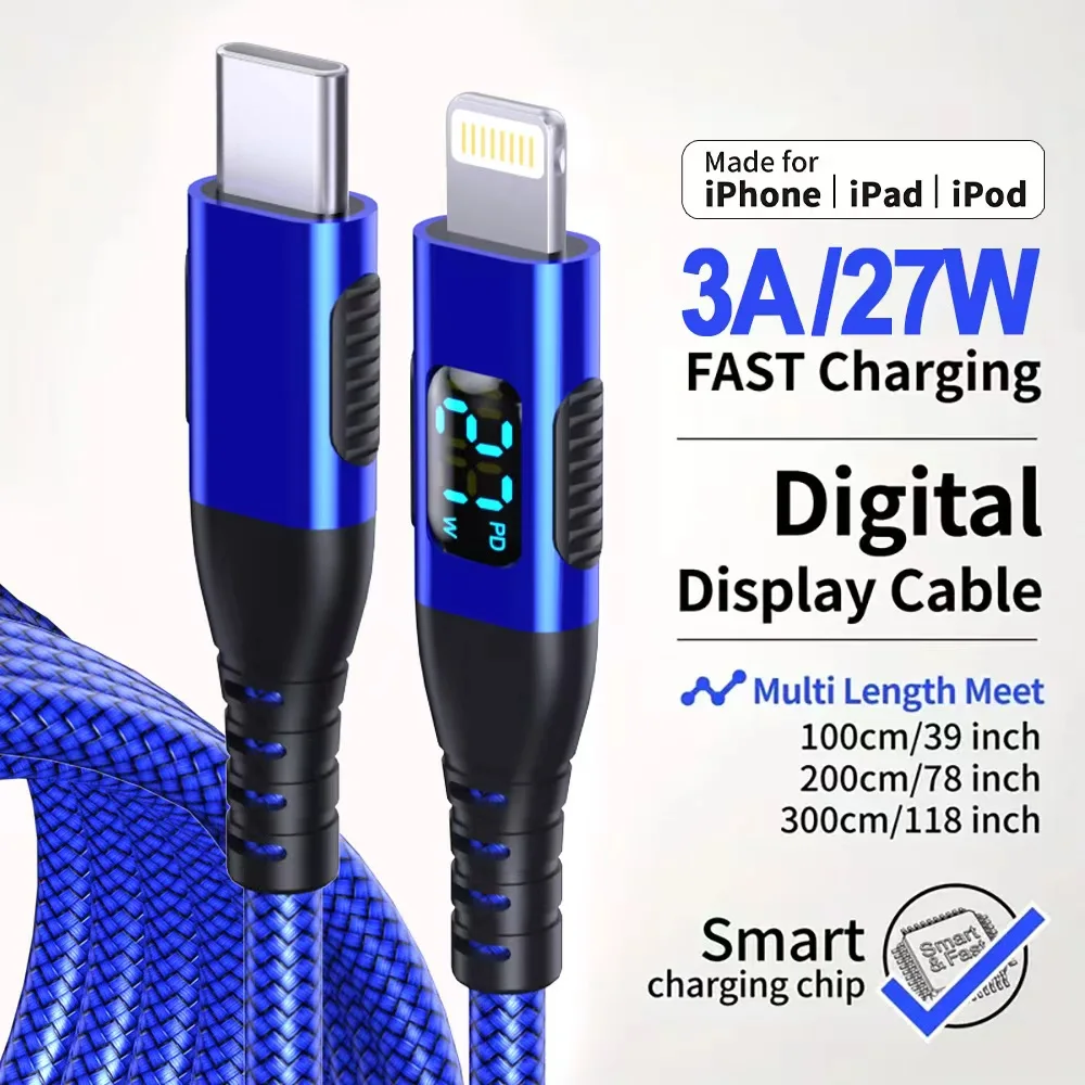Cabo de Carregamento LAIHONEN USBC para Lightning para iPhone, 10FT, Cabo Lightning Reforçado, Carregamento Rápido com Trança de Nylon para iPhone 14 13 12