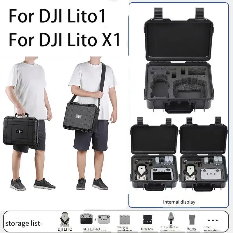 Adequado para o drone DJI Lito X1, estojo de segurança à prova de explosão, estojo de armazenamento portátil à prova d'água para uso externo Lito.