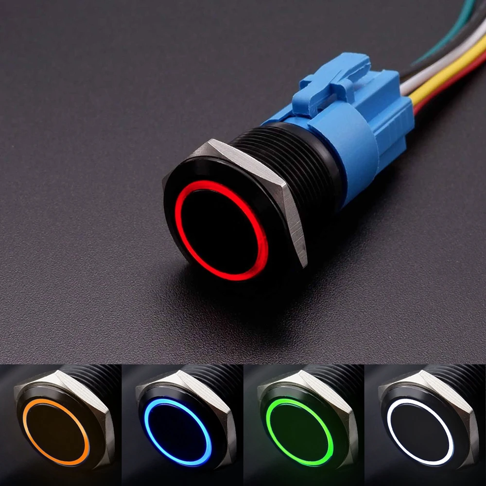 16mm 19mm 22mm interruptor de botão de metal com interruptores de fonte de alimentação fixa para pc motor de carro start stop retroiluminado led 3v 5v 6v 12v 24v