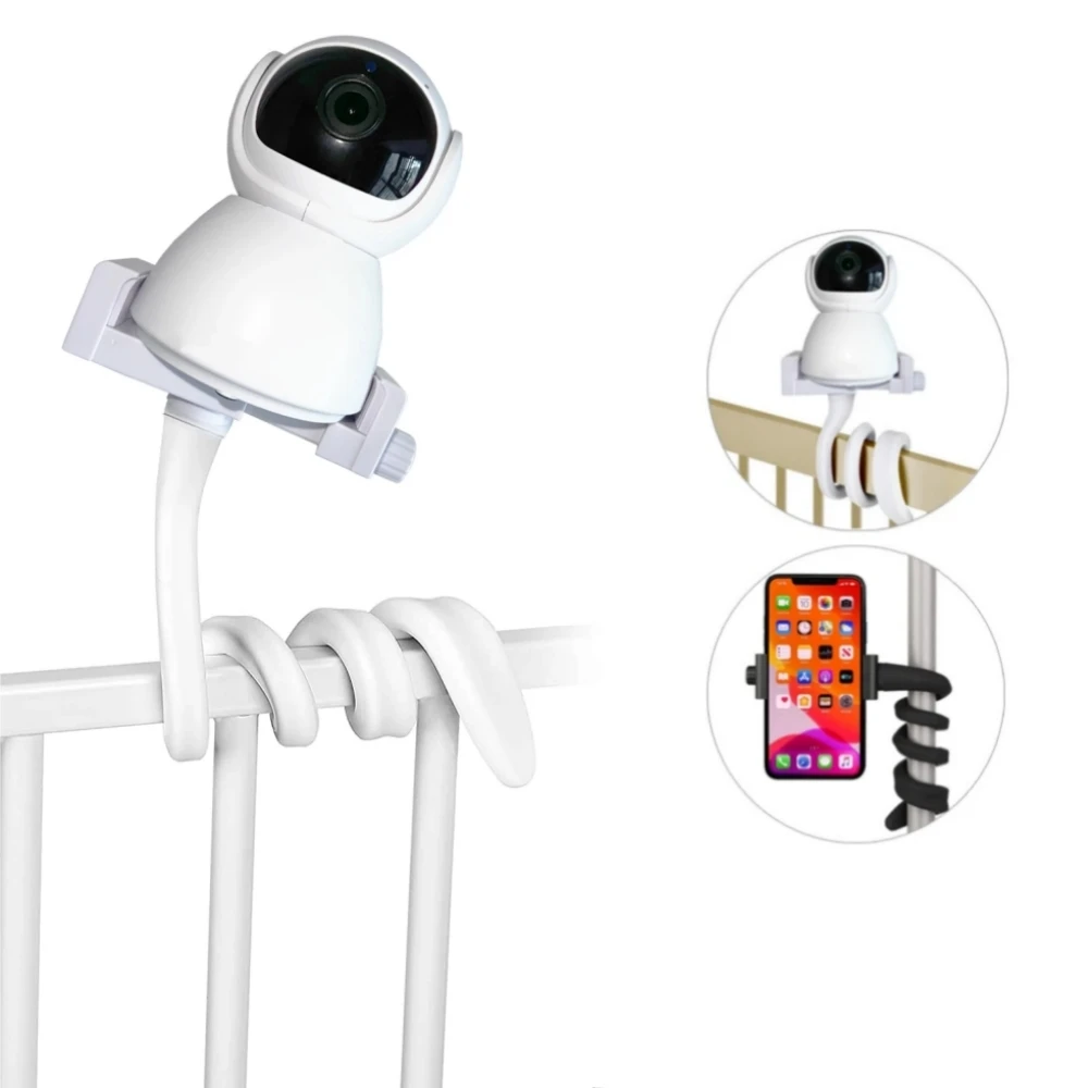 Suporte universal para monitor de bebê, suporte flexível de torção para webcam, haste de berço sem furos