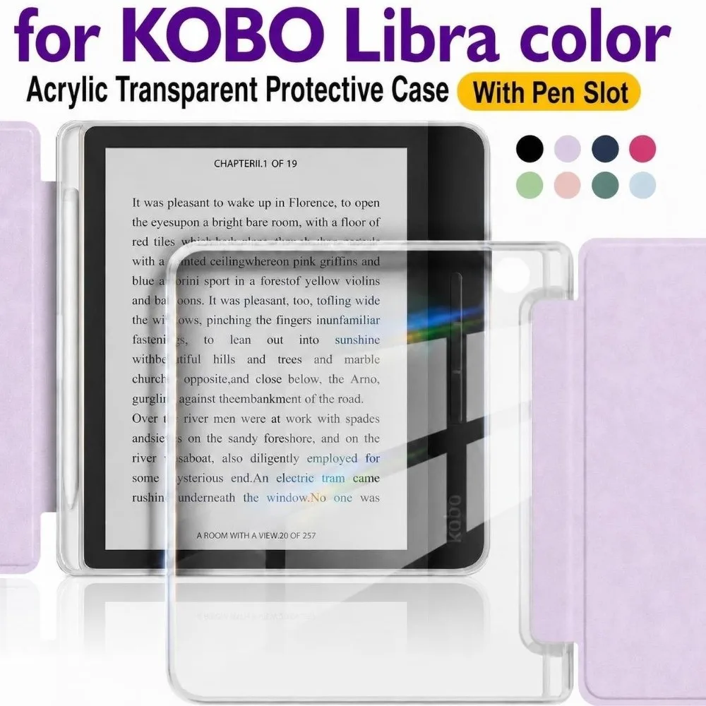 Capa Protetora Magnética Transparente com Função de Ativação/Desativação Automática para E-Reader KOBO Libra Color/2 de 7 polegadas Lançada em 2024 Capa Protetora Magnética Transparente com Função de Ativação/Desativação Automática para E-Reader KOBO Libra Color/2 de 7 polegadas Lançada em 2024