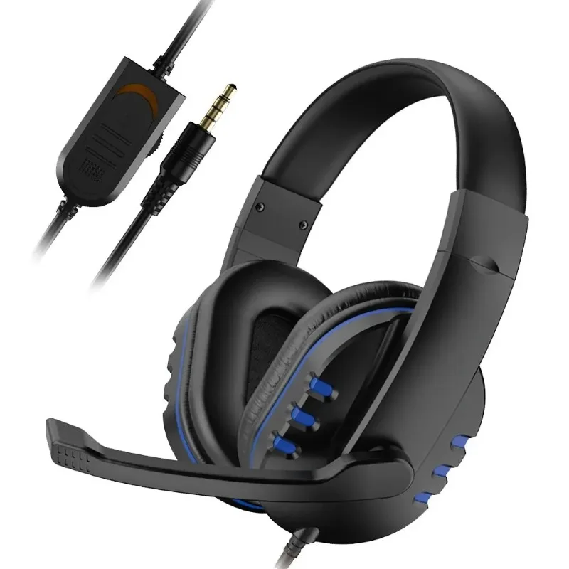 Headset gamer com fio com iluminação, microfone ajustável, som surround estéreo, almofadas auriculares macias, para PC, notebook e celular