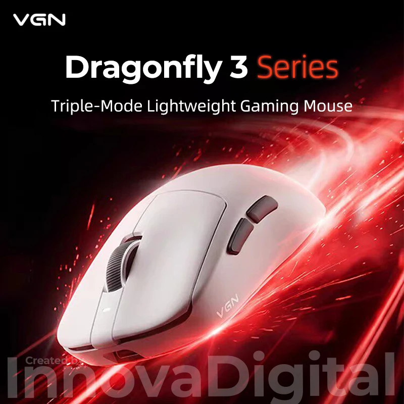 Mouse Gamer Sem Fio VGN Dragonfly 3 Master Plus Pro MAX Tri-Modo Super Leve Recarregável Esports FPS com TurboPlus Bluetooth