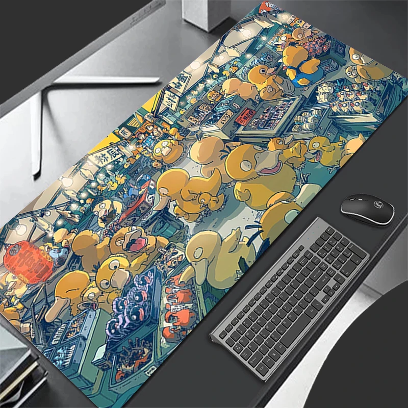 Anime mouse pads grande gamer xxl teclado mesa mouse tapete de borracha tapis souris jogos psyduck notbook pc p-pokemons mousepad