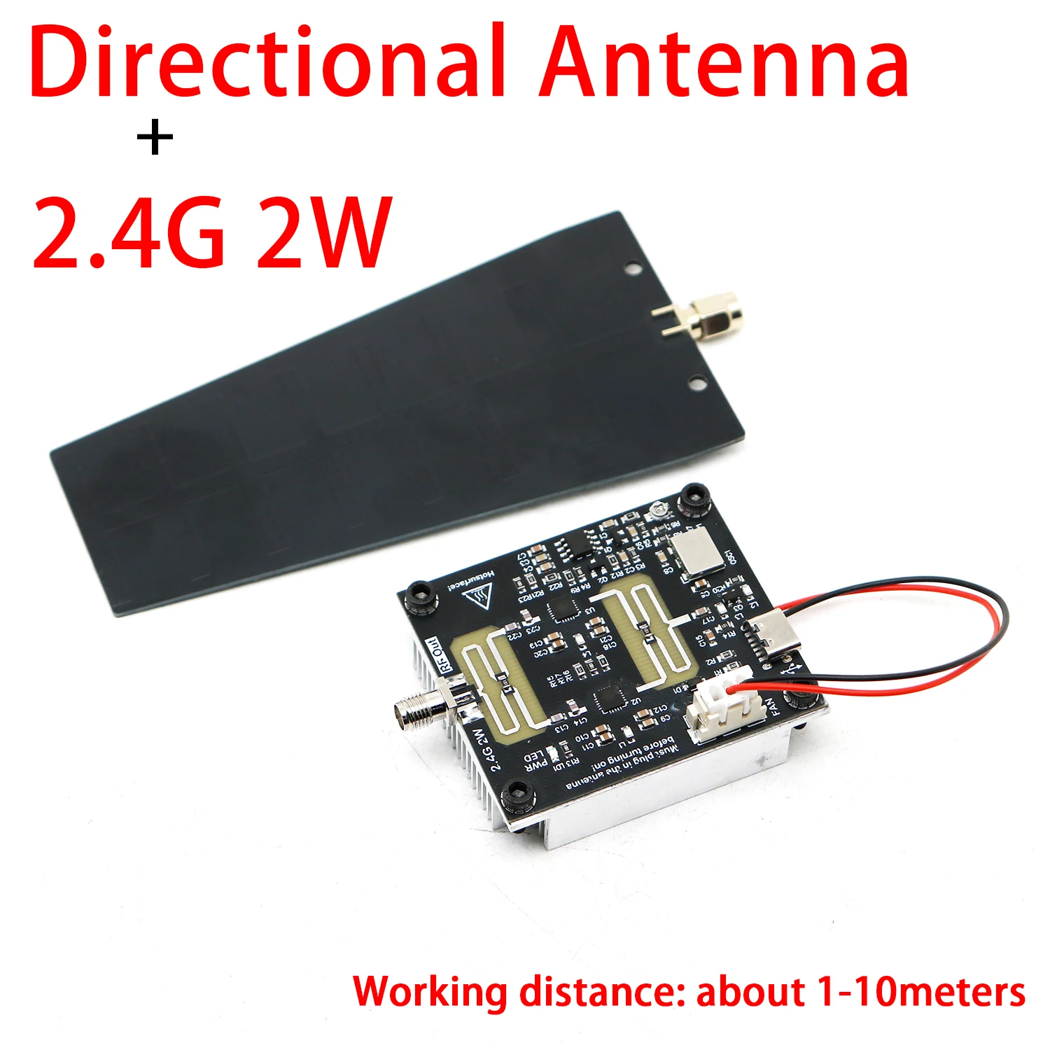Fonte de Sinal WiFi Bluetooth 2.4Ghz 2W + Antena Direcional VCO Gerador RF para Fones de Ouvido BT 2.4G, Caixa de Som e Câmera WiFi