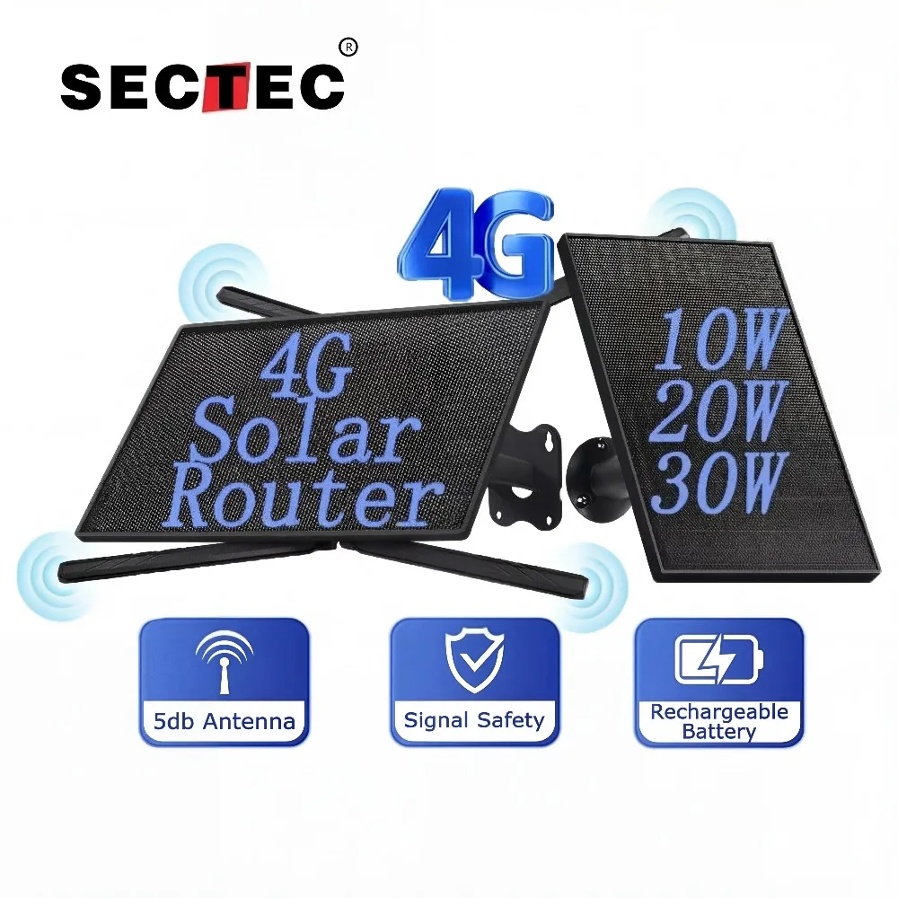 Roteador Solar 4G com Cartão SIM de 30W, Roteador WiFi Sem Fio para Uso Externo 24/7, Alcance WiFi de 50M, IP66 à Prova d'Água, Baterias de 20100mAh Roteador Solar 4G com Cartão SIM de 30W, Roteador WiFi Sem Fio para Uso Externo 24/7, Alcance WiFi de 50M, IP66 à Prova d'Água, Baterias de 20100mAh