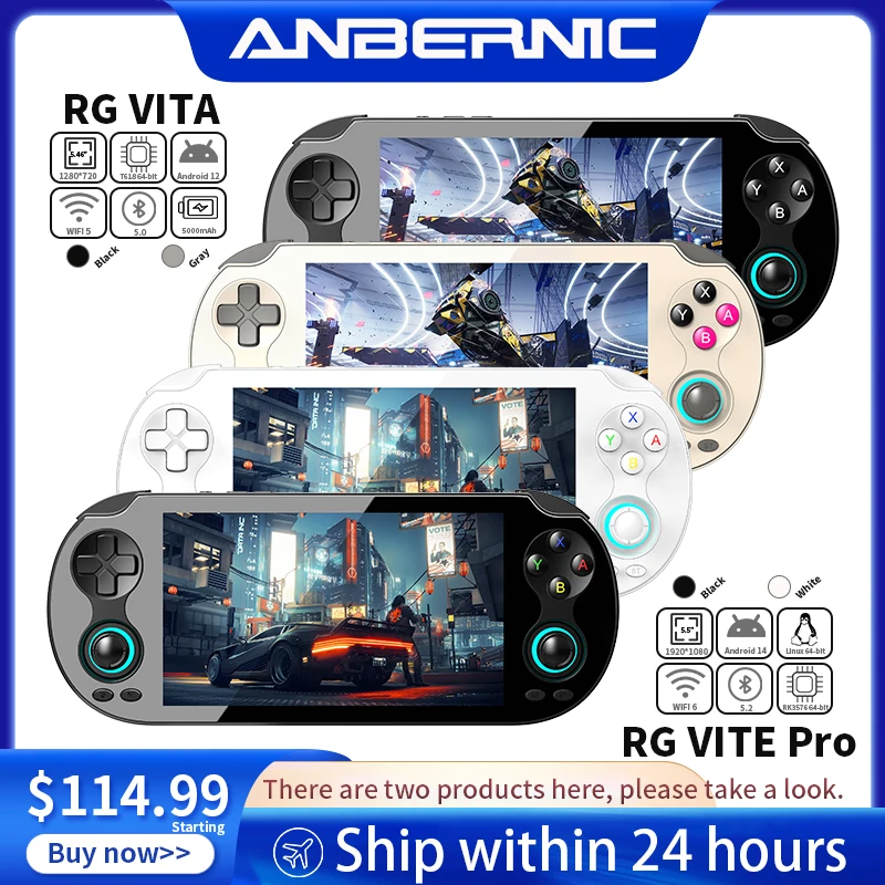 Console de Jogos Portátil Anbernic RG VITA / RG VITA Pro com Tela Touchscreen IPS e Bateria de 5000mAh, Suporta Streaming AI RixelHK