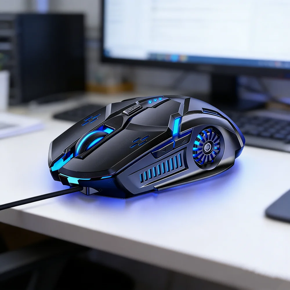 Mouse Gamer Mute G5 com Fio, Iluminação RGB, Mouse Mecânico Silencioso, 6 Teclas, 3200 DPI, Mouse E-Sport para Computador e Laptop