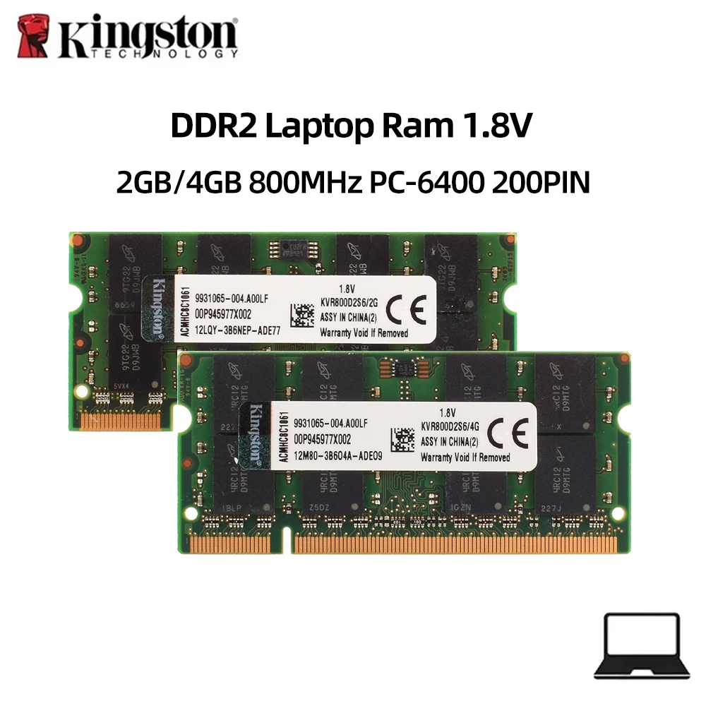 Kinston Laptop Ram DDR2 2GB 4GB 800MHz SODIMM PC2-6400 200Pin para modelo de memória de notebook