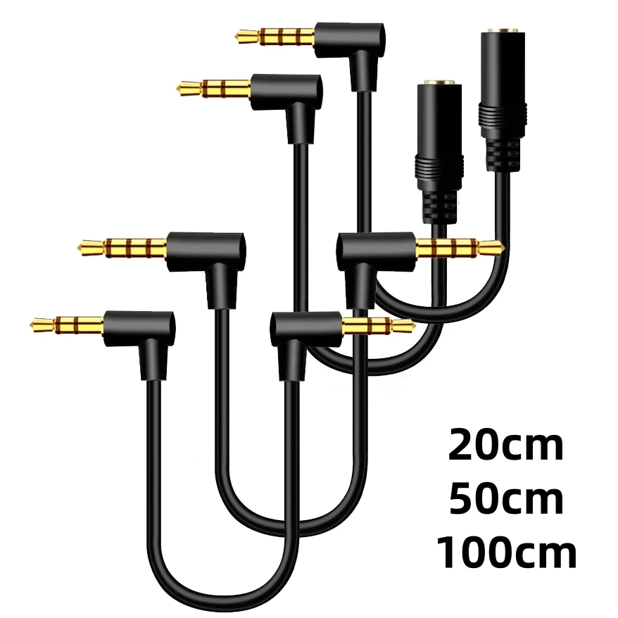90 graus 3.5mm trs/trrs cabo de áudio estéreo 3.5mm a 3.5mm ângulo direito cabo aux para fone de ouvido mp3 smartphone tablet alto-falantes do carro