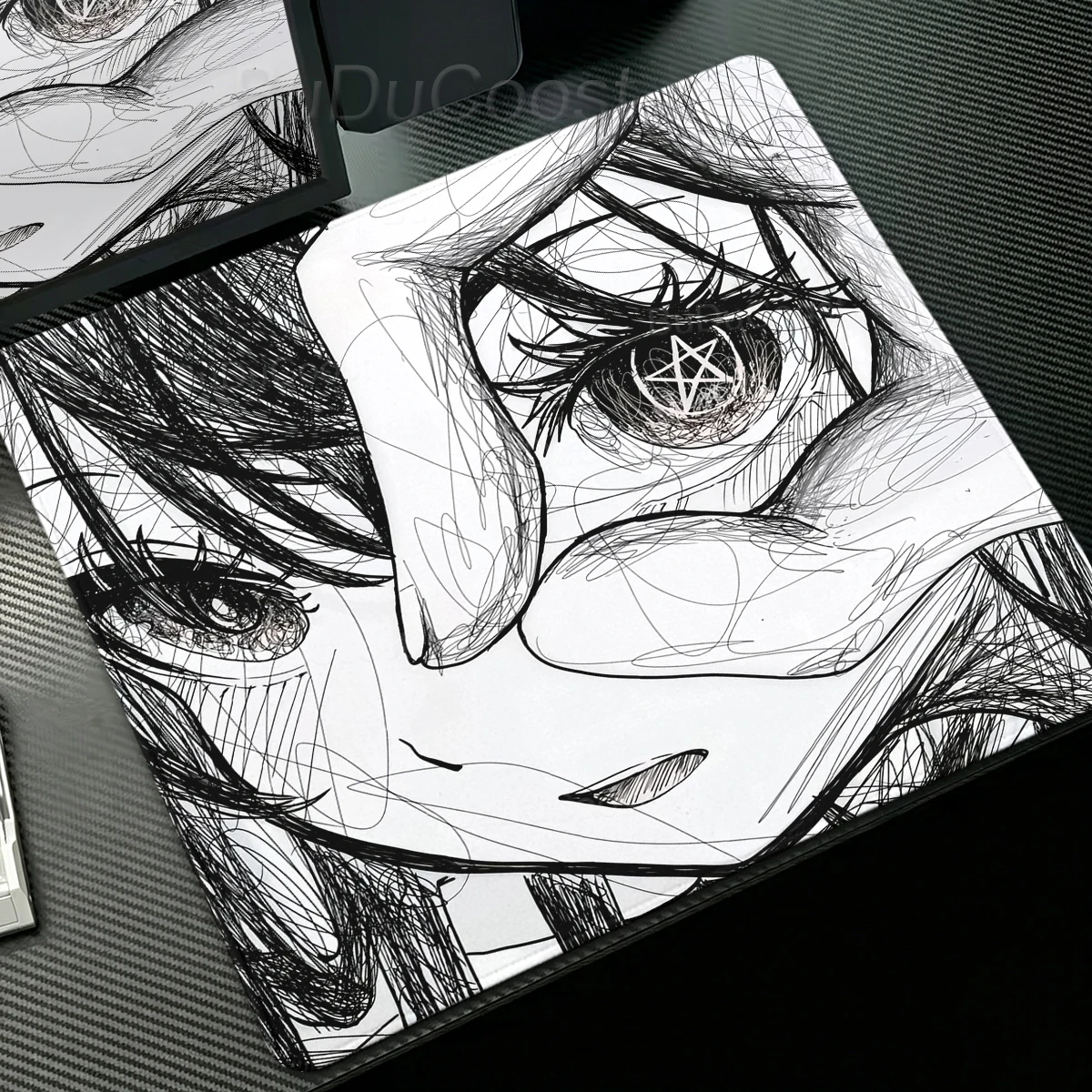 Mouse Pad Estético de Menina Anime para Jogos de Velocidade, Tapete de Mesa para Teclado, Acessórios para PC, Mousepad de Borracha Preto para Escritório, Decoração de Mesa, Playpad