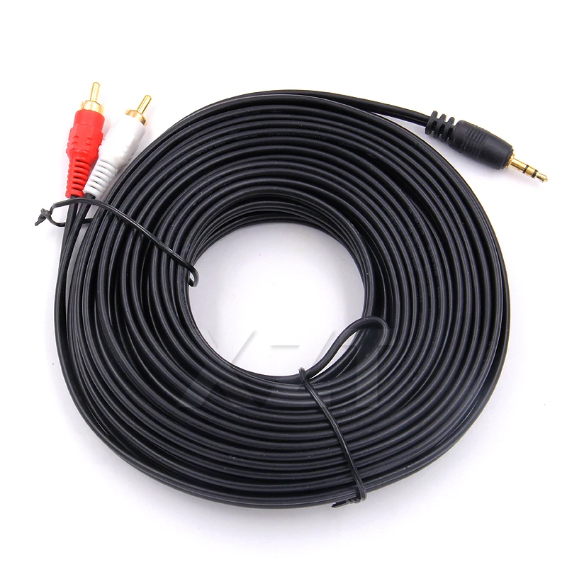 Cabo rca de 15m/10m, entrada de 3.5mm para 2 cabos rca aux, adaptador de 3.5mm para 2rca, cabo de áudio divisor para caixa de tv, fio de alto-falante de home theater