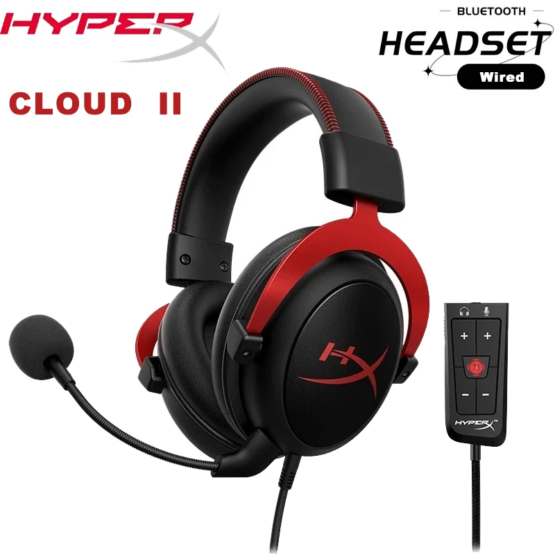 Headset Gamer Original HyperX Cloud 2 II com Fio e Microfone com Som Surround HiFi 7.1 para PC e PS4