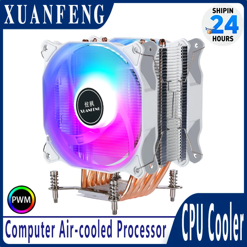 Dissipador de Calor para Processador XUANFENG com Refrigeração a Ar, Cooler de CPU com 4/6 Tubos de Calor e Ventoinha de 120mm, Compatível com LGA2011-3, 2066, X79, X99, 115x, 1200, 1700, 18xx