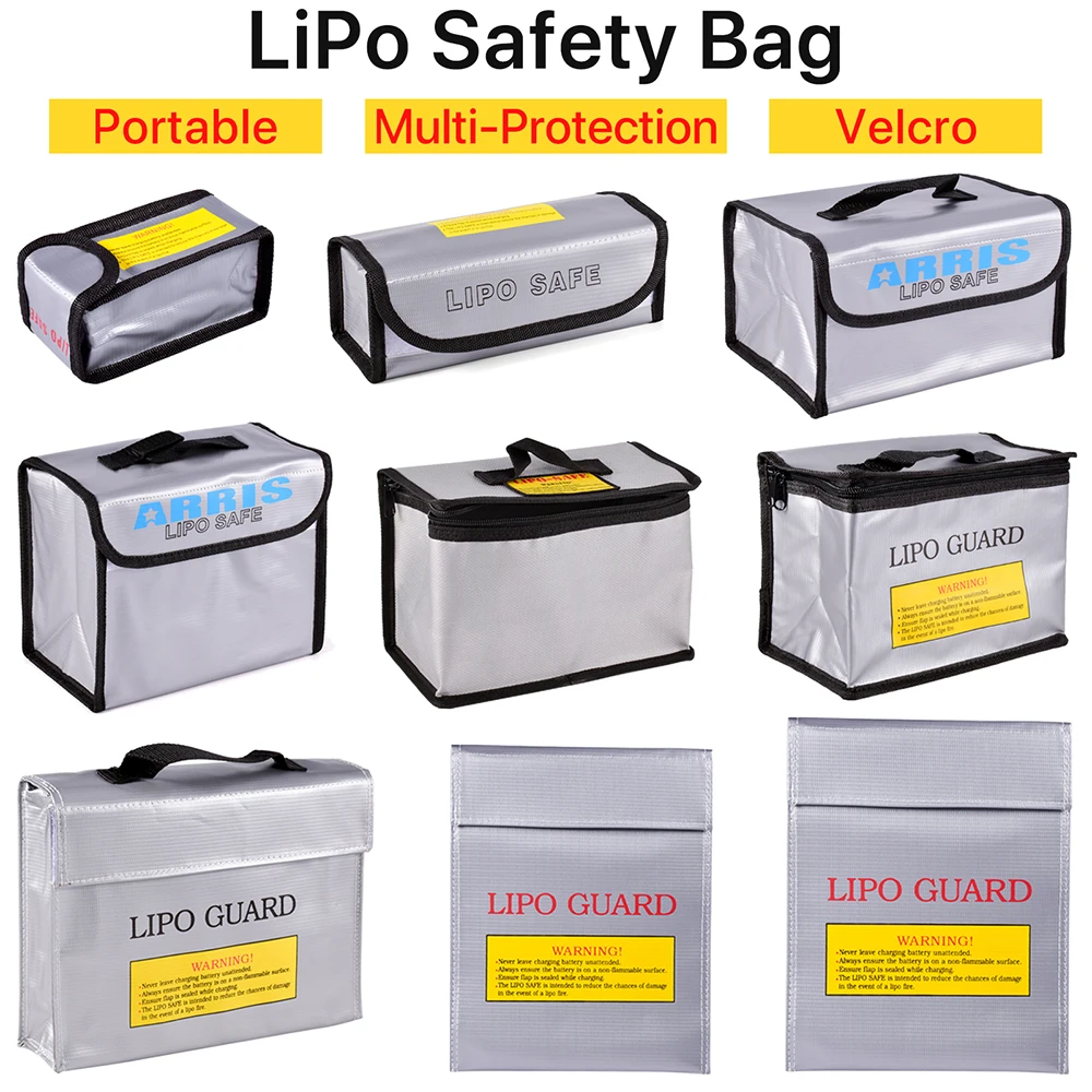 Lipo saco à prova de fogo guarda bateria segura para rc carro drone baterias armazenamento de viagem carregamento grandes sacos à prova de explosão portátil