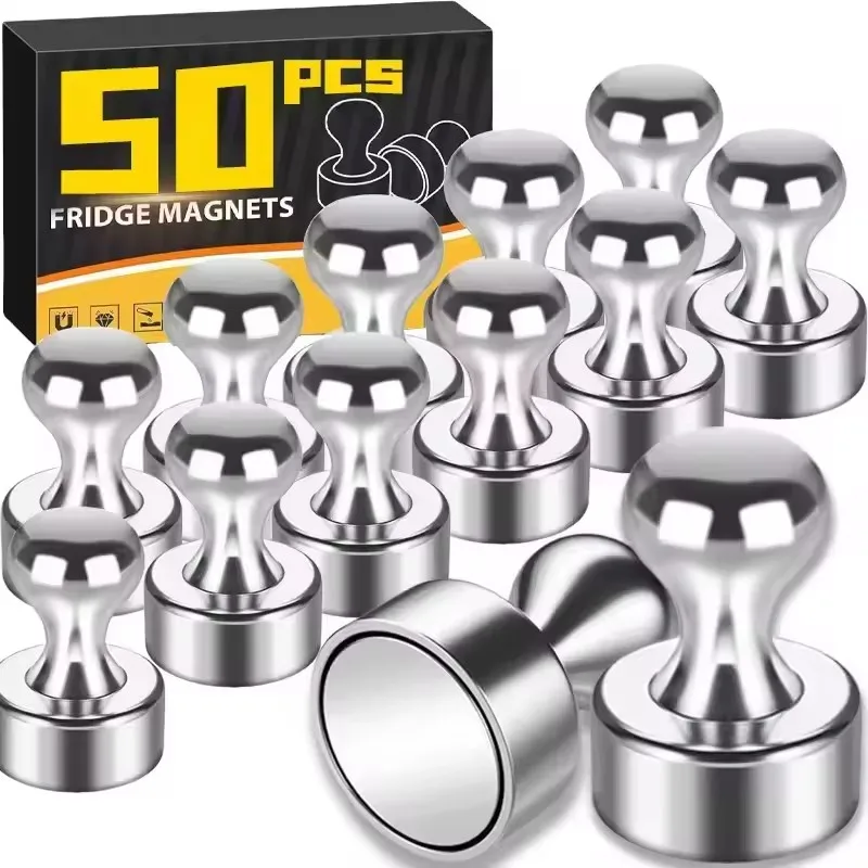 1-50 Peças Pinos Magnéticos de Metal, Tachinhas Magnéticas de Neodímio para Quadro Branco, Ímãs Fortes em Formato de Cone, Pinos de Fixação para Geladeira, Ferramentas de Armazenamento Doméstico