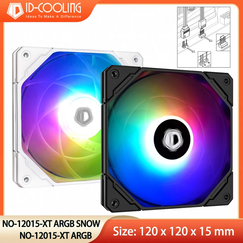 ID-COOLING NO-12015-XT-ARGB Caso Ventilador 15mm Espessura PWM Ventilador ARGB Iluminação para Radiador/CPU Cooler/Capa de Computador