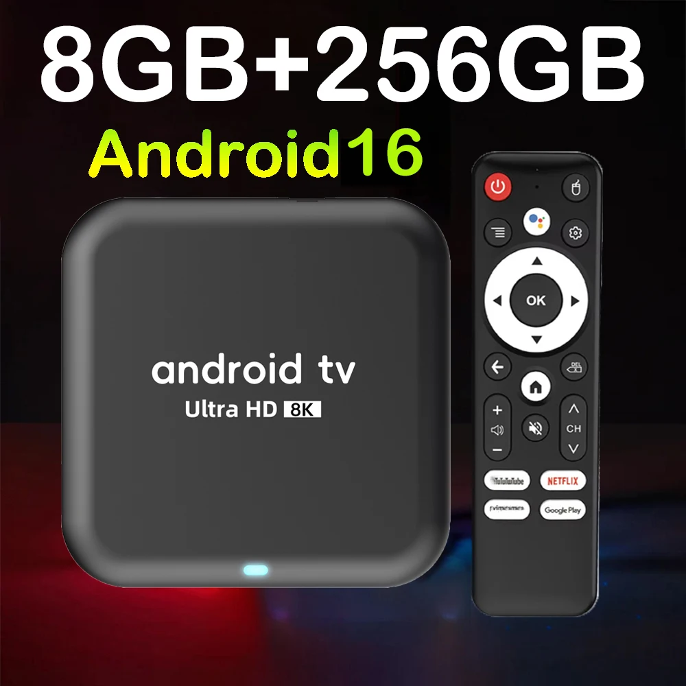 2026 Q18 Smart Home Theater Android 16 Smart TV Box 8GB 128GB 256GB Rockchip RK3518 Bluetooth 6.0 Google Assistant Controle Remoto por Voz