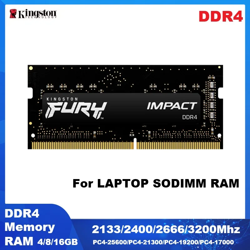 Memória Kingston FURY Impact para LAPTOP DDR4 Memória SODIMM RAM 4GB 8GB 16GB 2133MHz 2400MHz 2666MHz 3200MHz Sodimm PC4 RAM para Notebook Memória Kingston FURY Impact para LAPTOP DDR4 Memória SODIMM RAM 4GB 8GB 16GB 2133MHz 2400MHz 2666MHz 3200MHz Sodimm PC4 RAM para Notebook