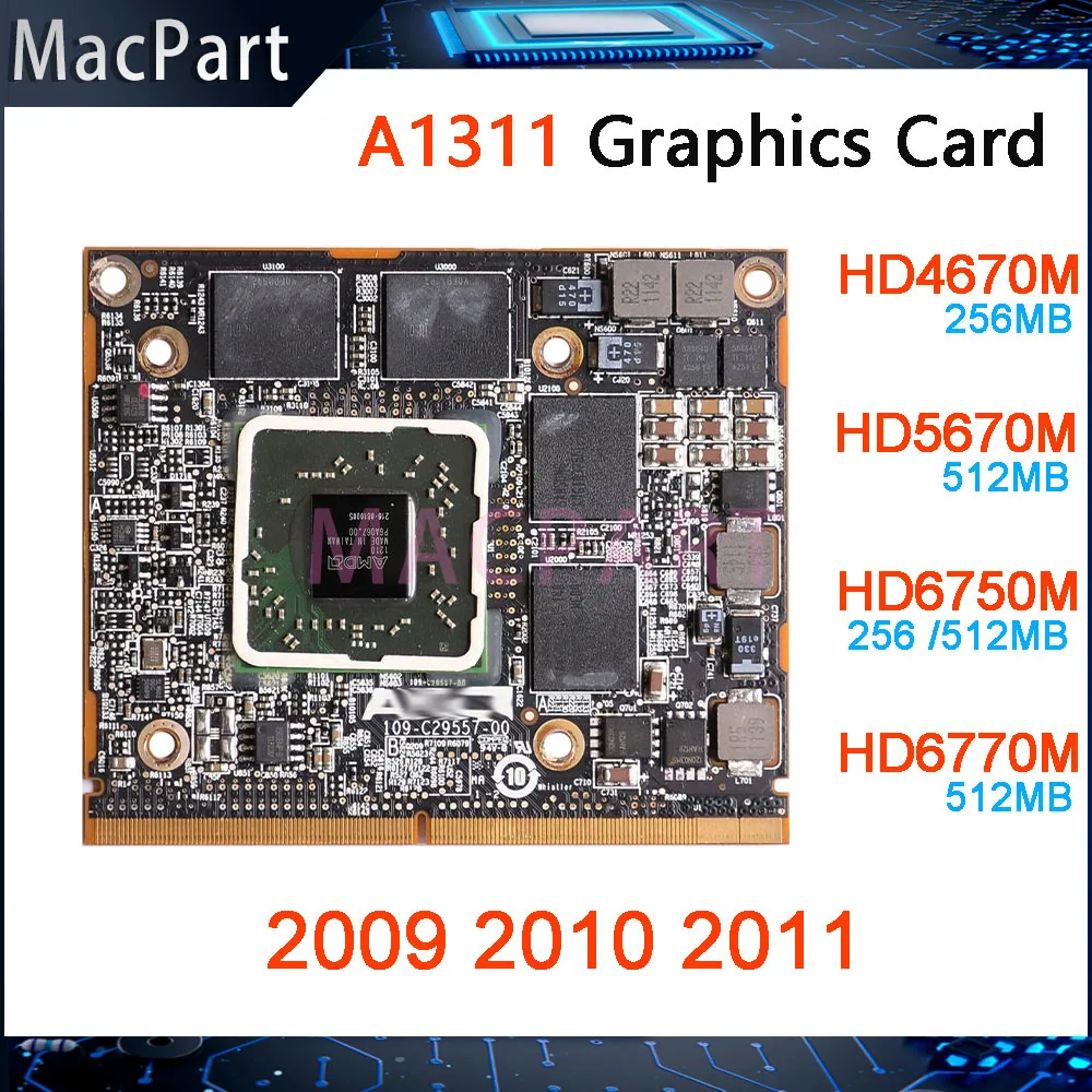 Placa de vídeo original hd4670m hd5670m hd6750m hd6770m 256mb 512mb para apple imac 21.5 "placa gráfica a1311 2009 2010 2011 anos