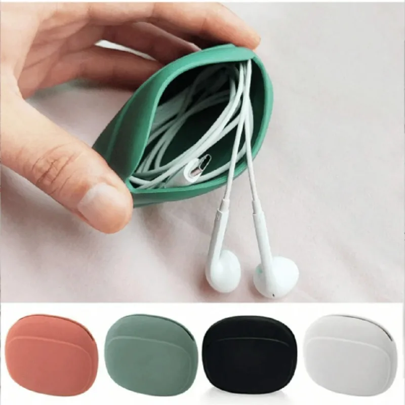 Saco de cabo de telefone celular de silicone caixa de armazenamento de cabo de dados viagem fone de ouvido fio chave u unidade usb classificação organizador caso