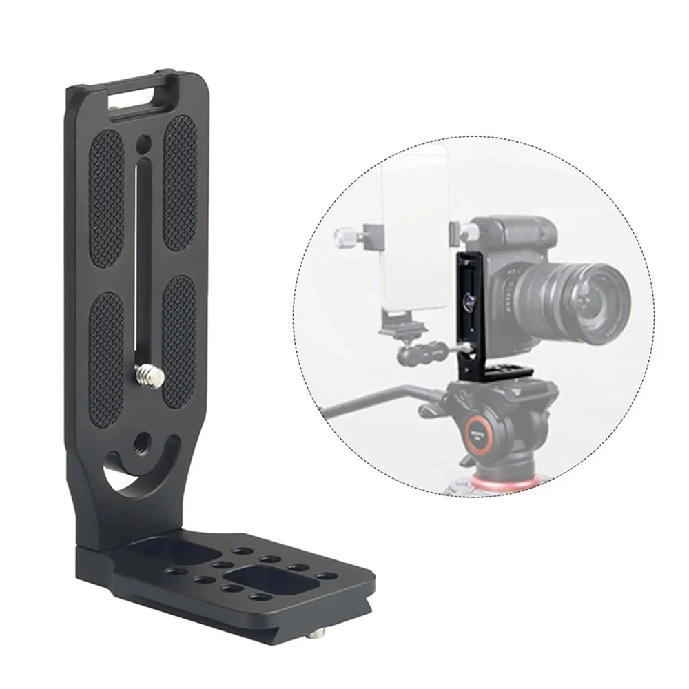 Suporte L para Câmera DSLR, Tripé de Comutação de Vídeo Horizontal Vertical, Placa de Liberação Rápida, Alumínio, Compatível com Canon, Nikon, Sony