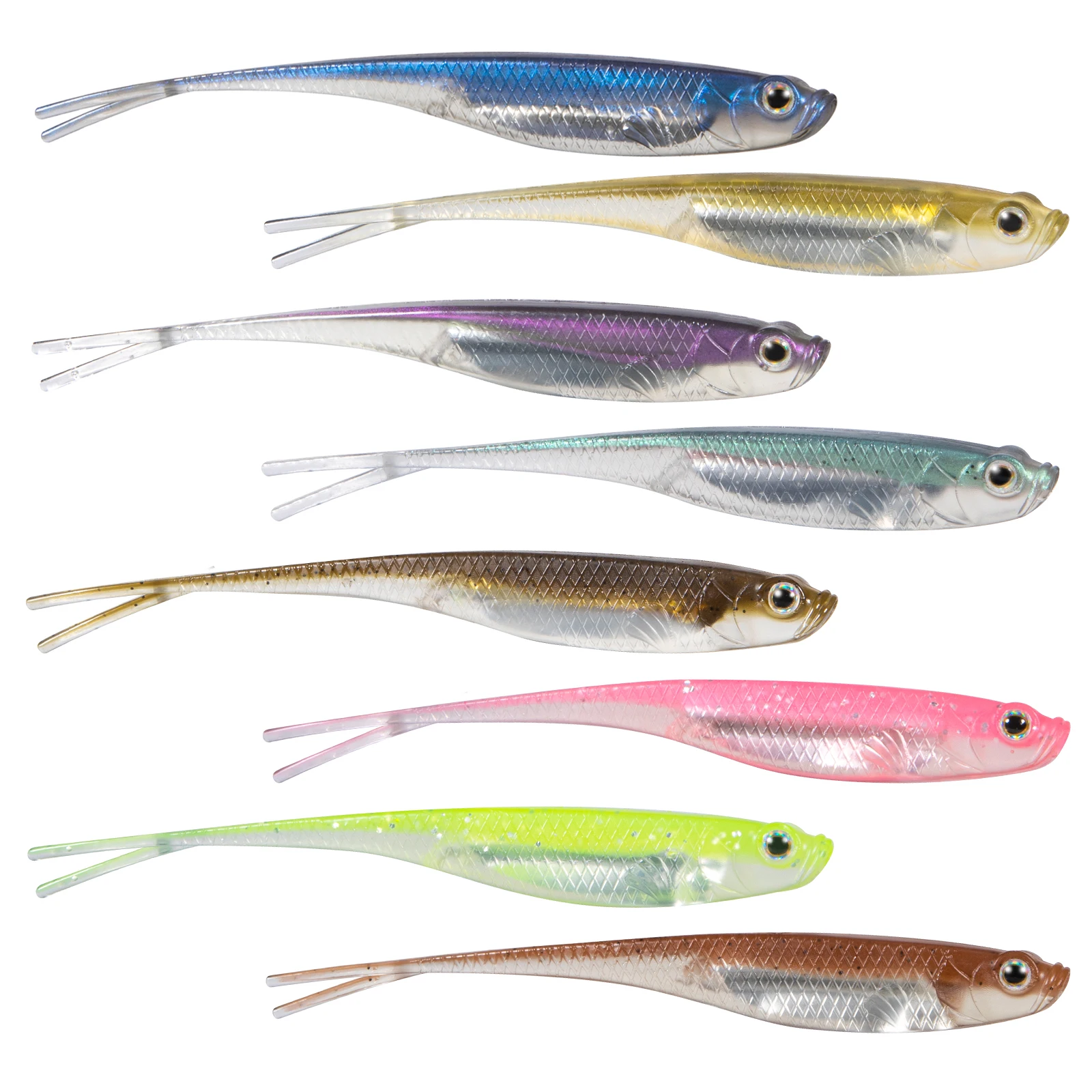 Peixe 5/6 pçs isca macia de pesca plástico garfo de água salgada cauda gota tiro silicone isca macia minhoca truta pique walleye weedless Peixe 5/6 pçs isca macia de pesca plástico garfo de água salgada cauda gota tiro silicone isca macia minhoca truta pique walleye weedless